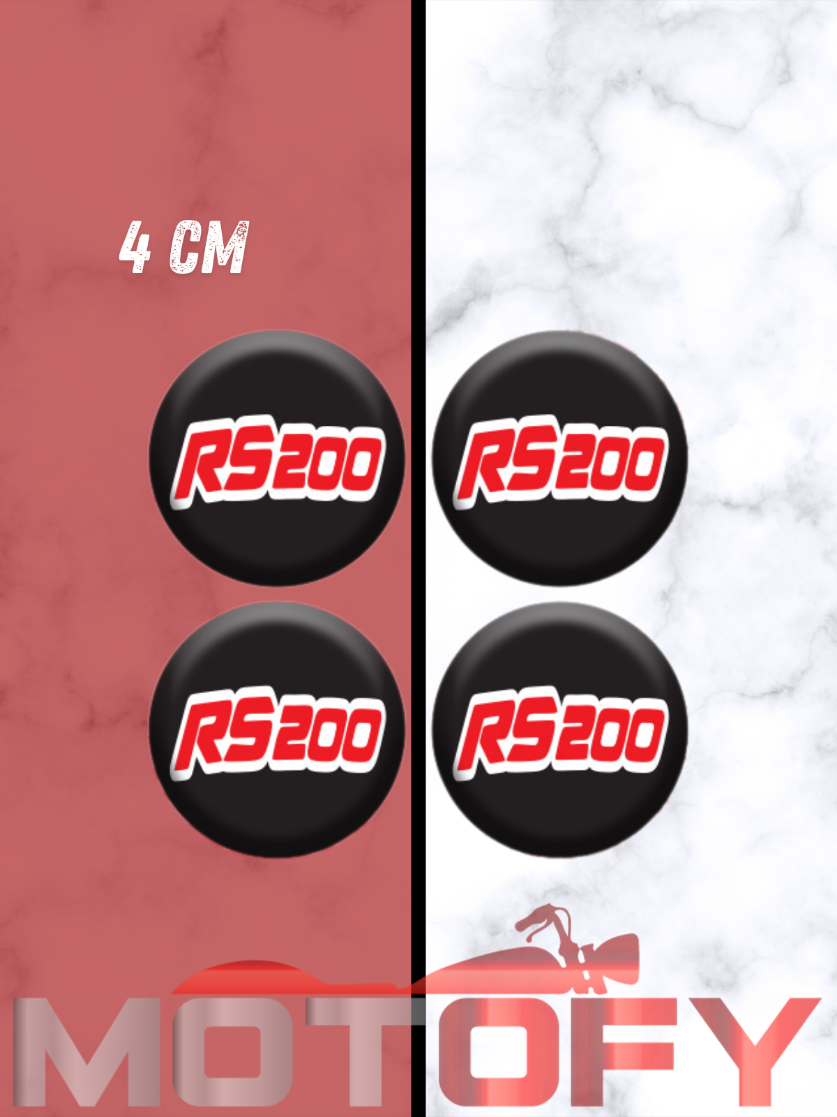 BAJAJ PULSAR RS 200 KORUMA TAKOZU LOGOSU SİYAH KIRMIZI 4 ADET DAMLA ETİKET 4CMX4CM