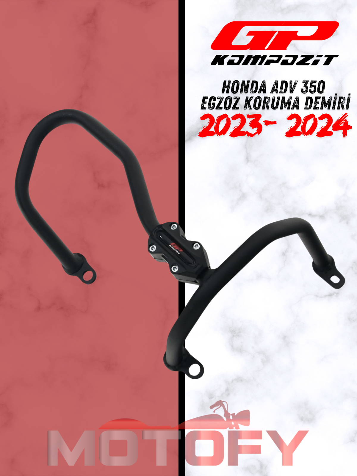 GP Kompozit Honda ADV 350 2023-2024 Uyumlu Egzoz Koruma Demiri Siyah