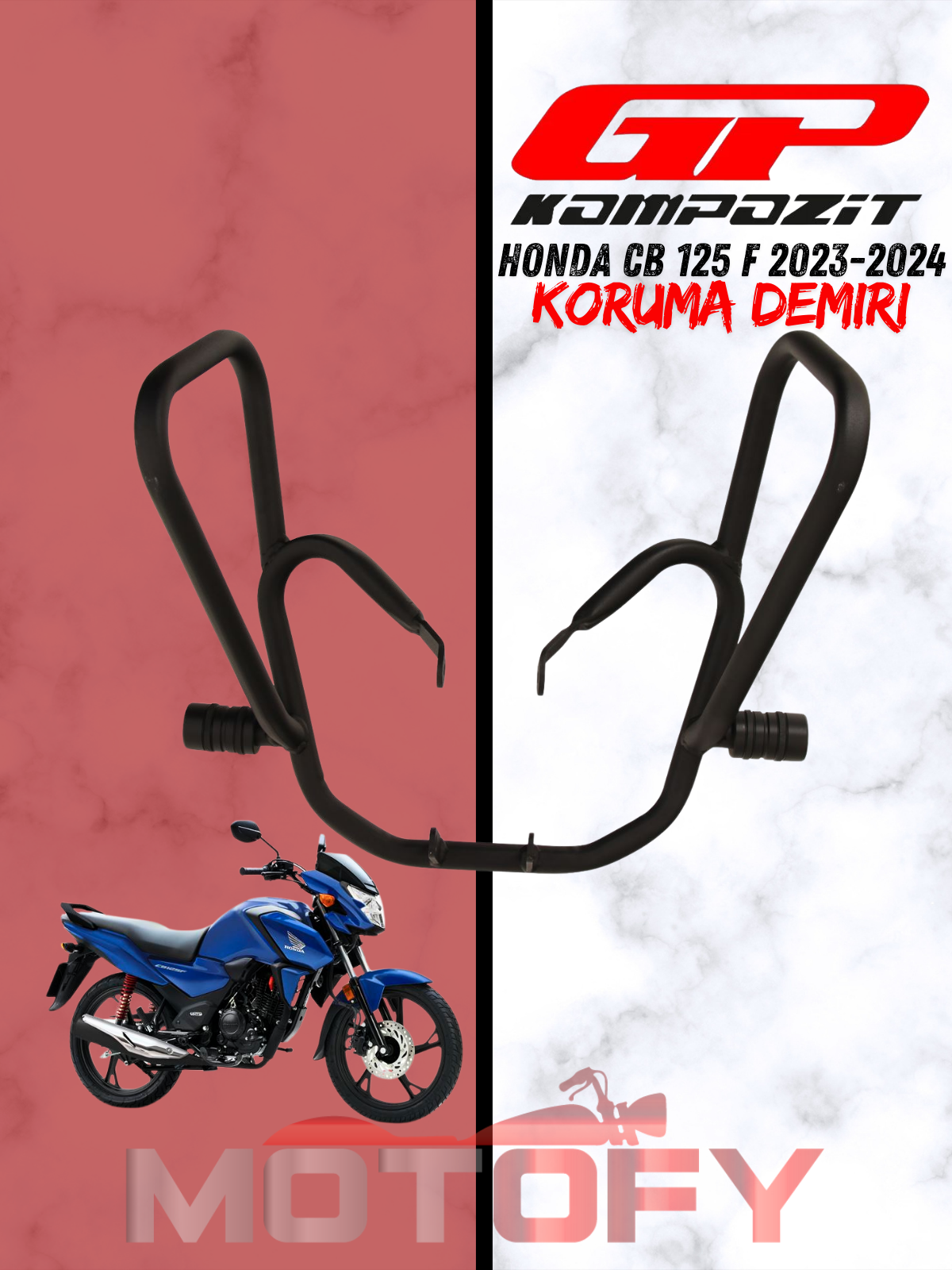GP Kompozit Honda CB125F 2023-2024 Uyumlu Motor Koruma Demiri Siyah
