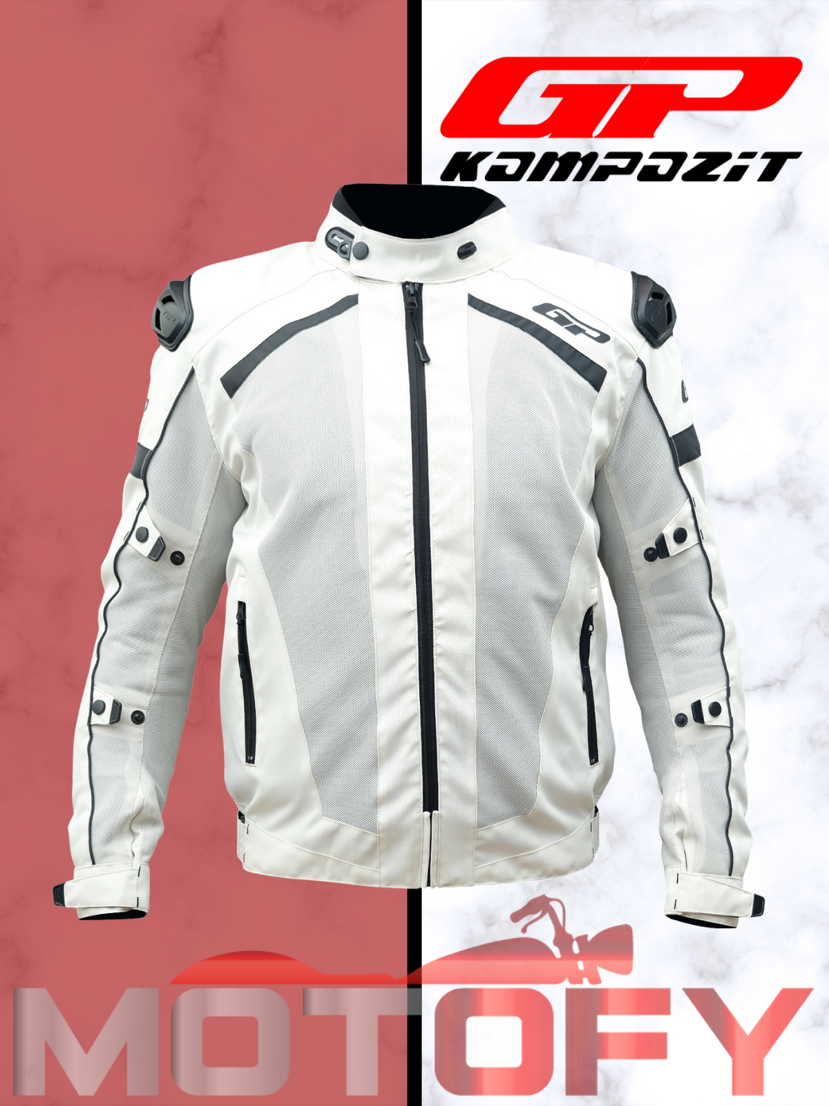 GP Kompozit MNTY001 Yazlık 5 Korumalı Motosiklet Montu Beyaz XXL