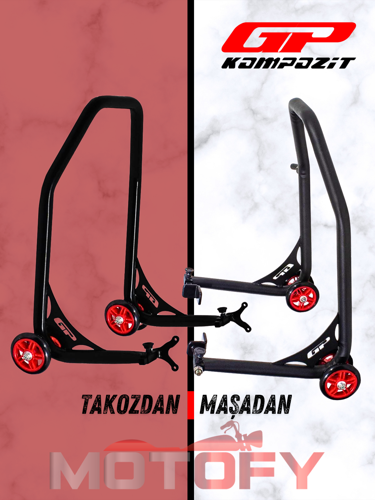 GP Kompozit Universal Demir Arka Kaldırma Sehpası Paddock Siyah