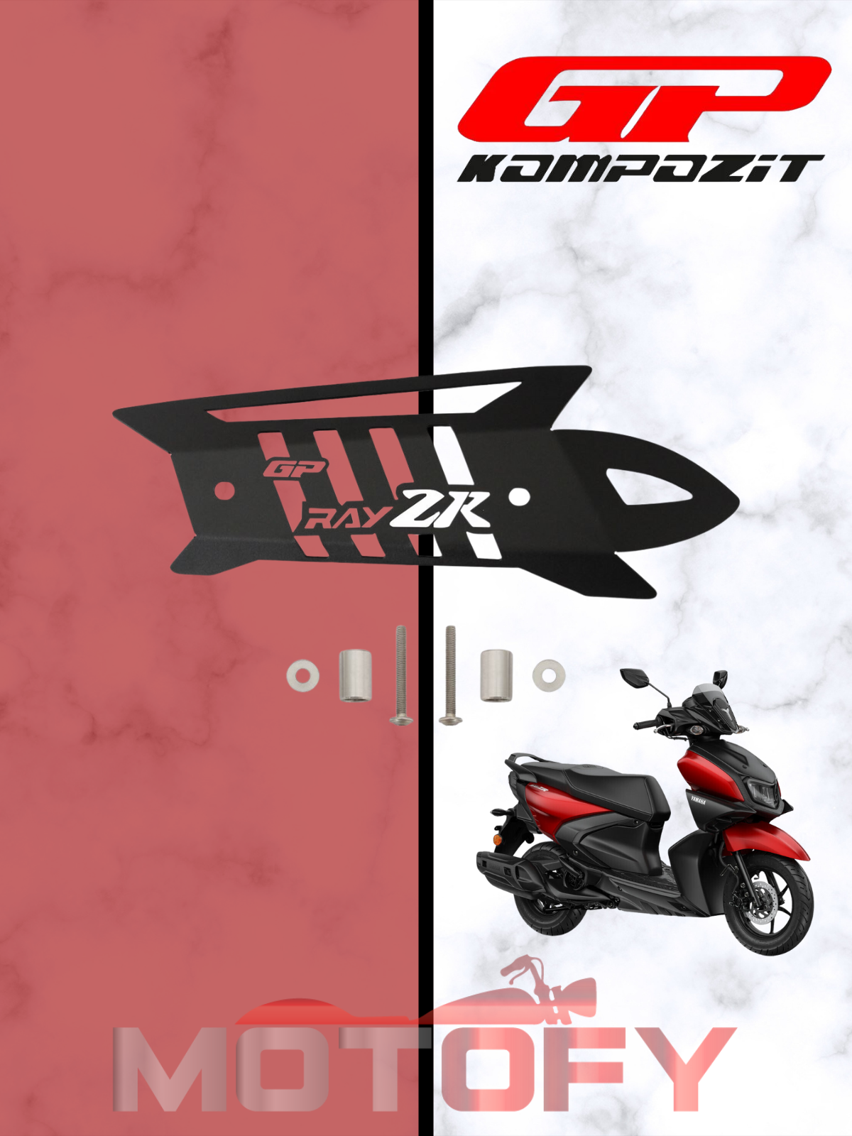 GP Kompozit Yamaha RayZR 2024 Uyumlu Egzoz Koruma Kapağı Siyah
