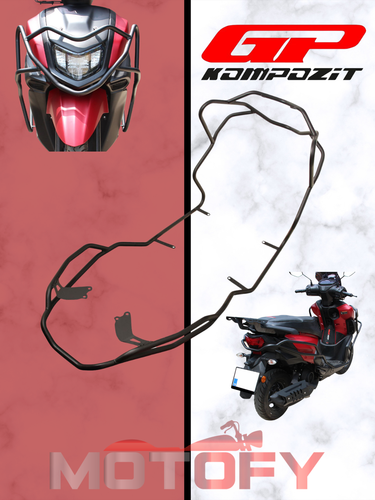 GP Kompozit Yamaha RayZR 2024 Uyumlu Motor Koruma Demiri Siyah