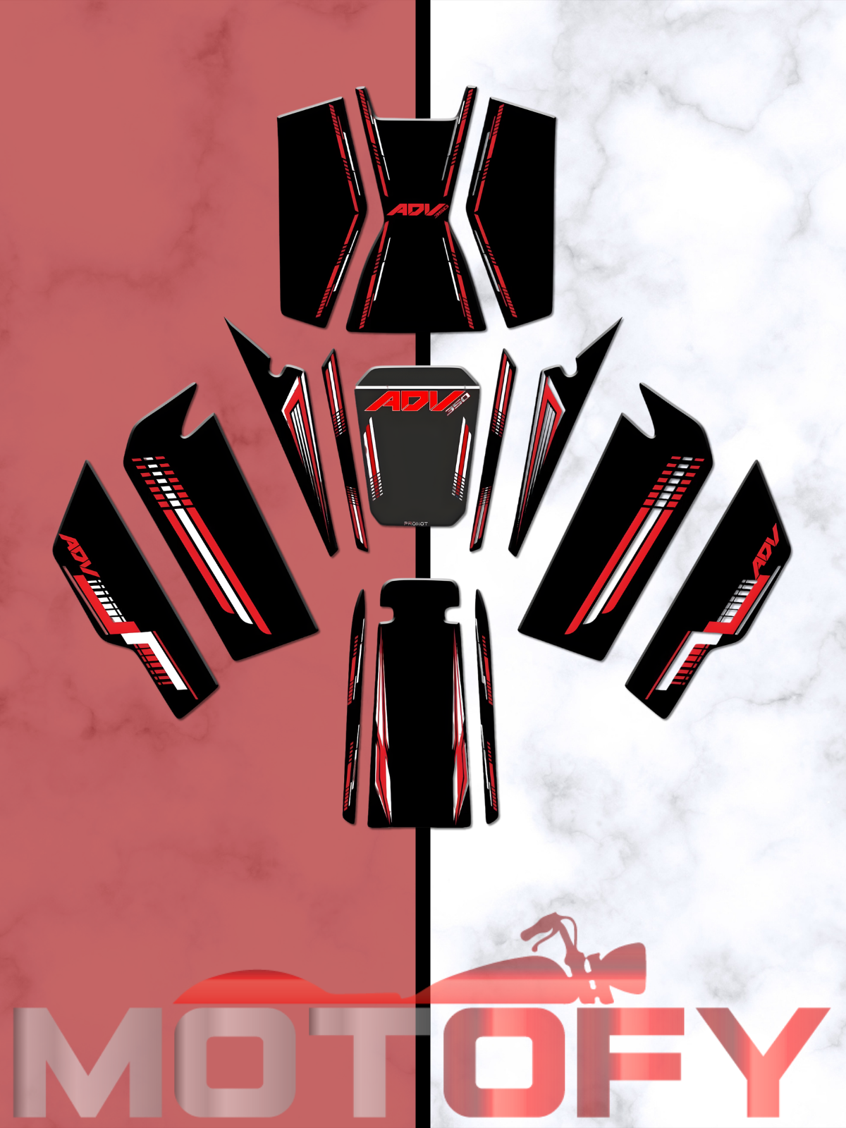 HONDA ADV 350 TANK PAD SETİ KIRMIZI BEYAZ (15 PARÇA FULL SET)