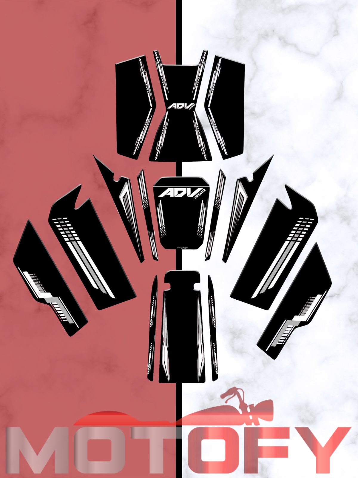 HONDA ADV 350 TANK PAD SETİ NARDO GRİ BEYAZ (15 PARÇA FULL SET)