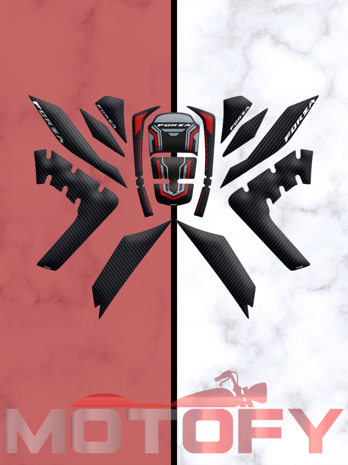 HONDA FORZA TANK PAD SET KIRMIZI KARBON 2018-2020