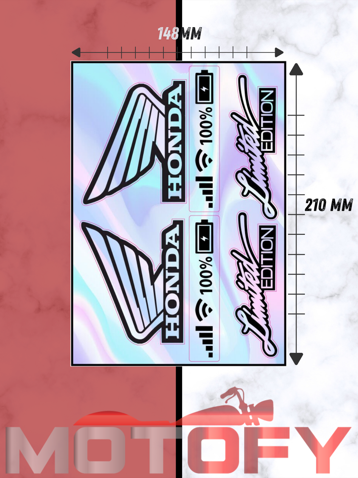 HONDA LOGOLU HOLOGRAM ÇOKLU STİCKER ETİKET SİYAH