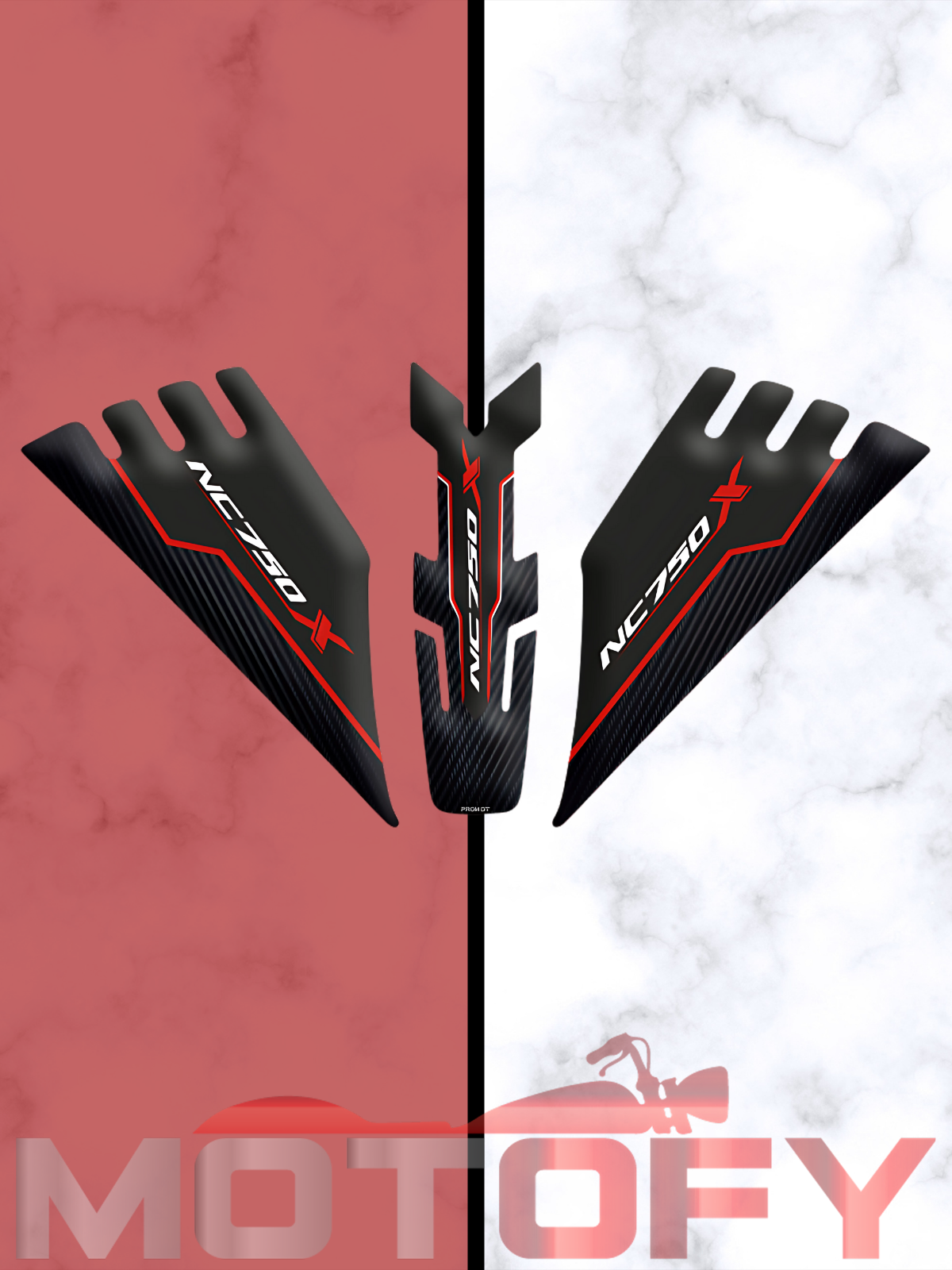 HONDA NC750X 2021-2025 UYUMLU TANK PAD SET KIRMIZI KARBON