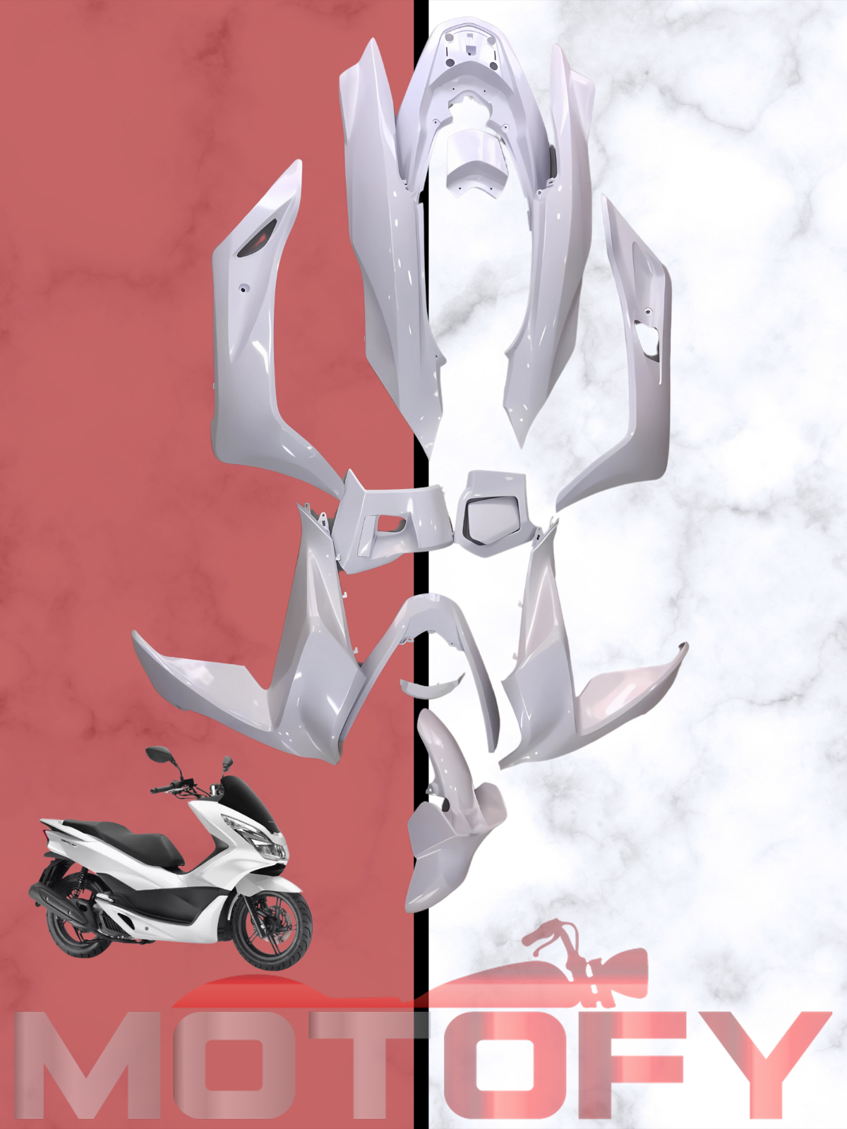 HONDA PCX 125 - 150 2014 2017 KAPORTA SETİ BEYAZ A KALİTE