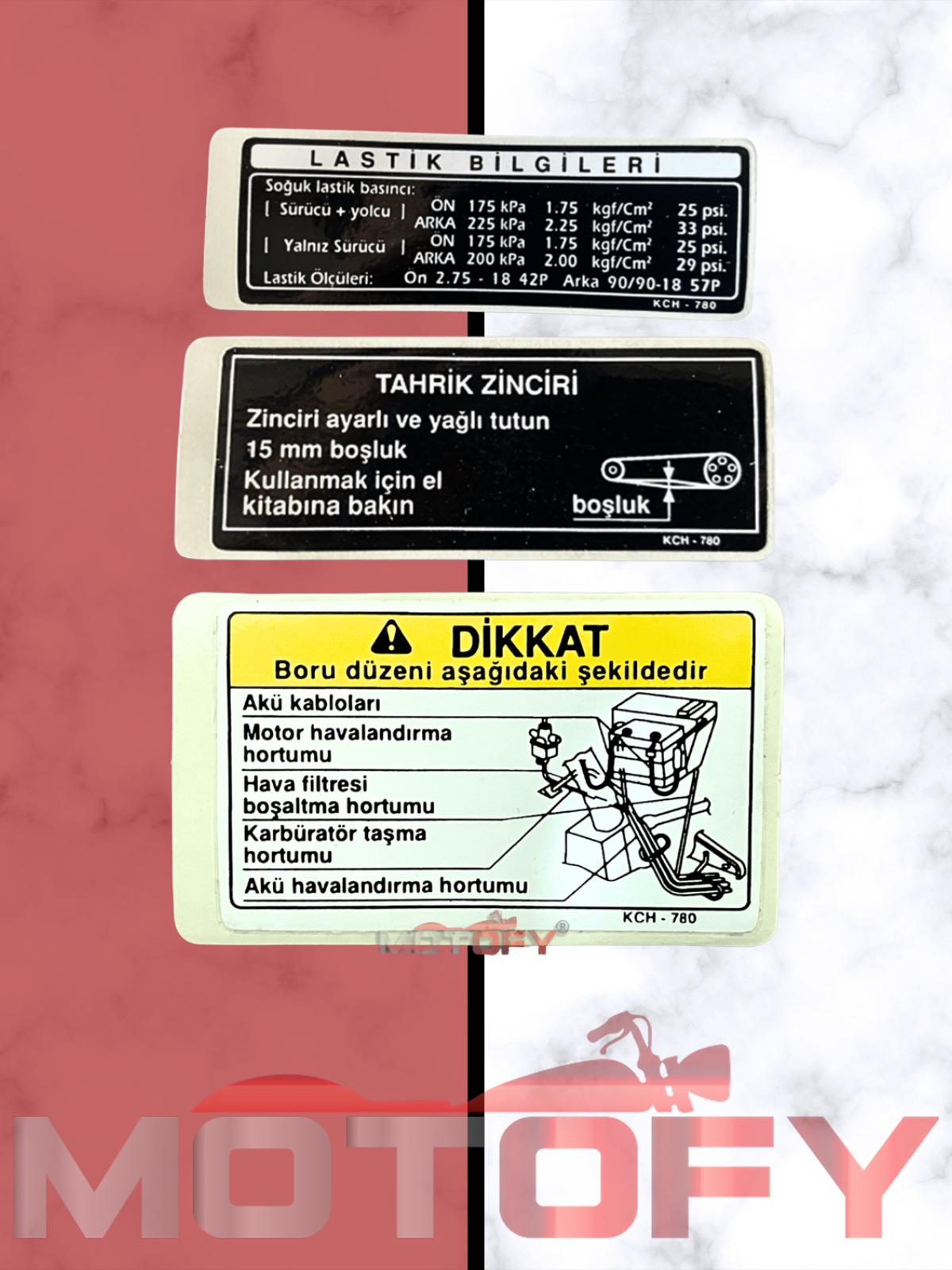 HONDA TİTAN ZİNCİR MUHAFAZA KAPAĞI VE AKÜ UYARI ETİKETİ ÇIKARTMA ORİJİNAL