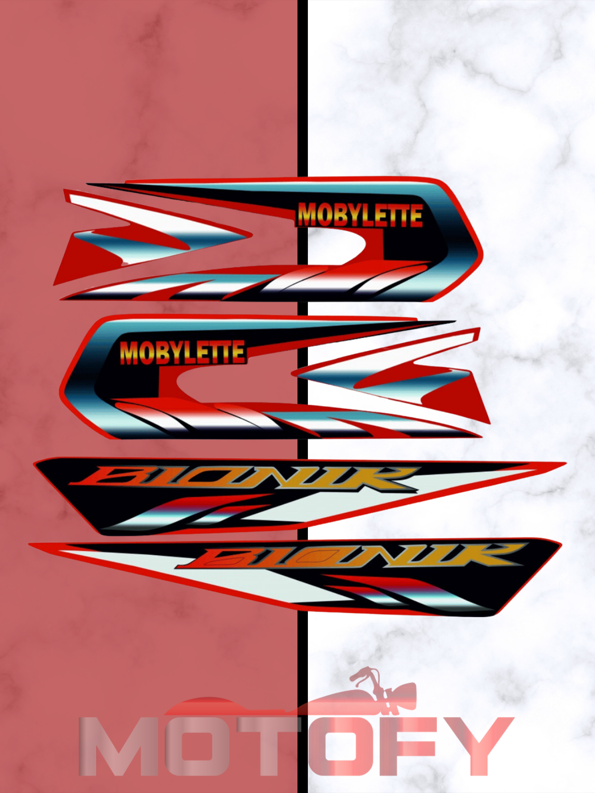 MOBYLETTE BİONİK YAZI SETİ KIRMIZI STİCKER - ETİKET