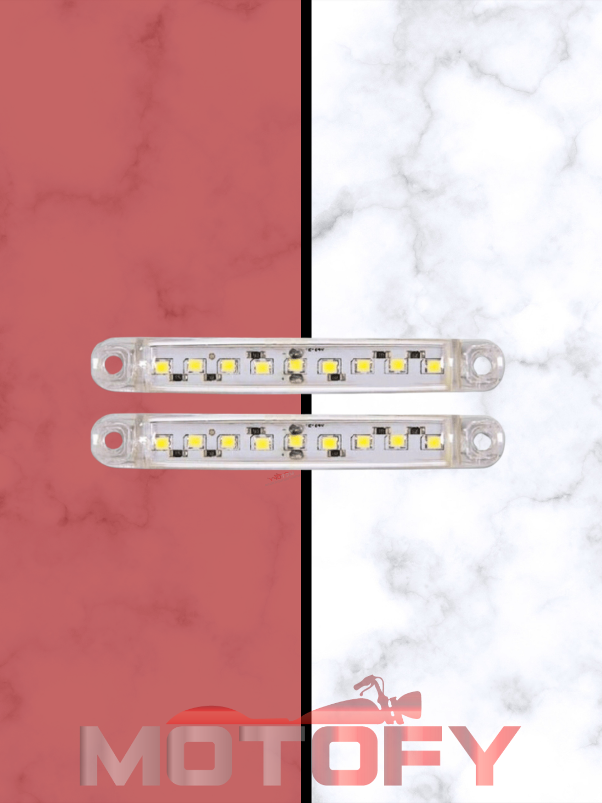 MOTOSİKLET OTOMOBİL 9 LEDLİ BEYAZ PARMAK LED DEKOR VE FARKINDALIK LEDİ ( 2 ADET )