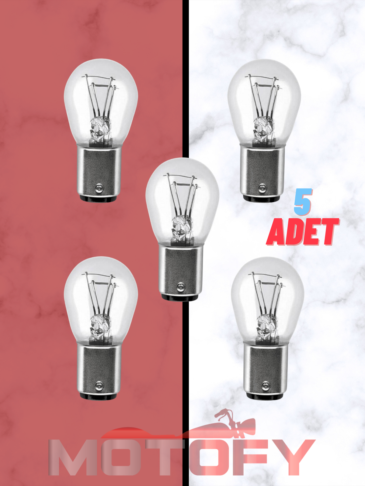 MOTOSİKLET OTOMOBİL STOP SİS AMPÜLÜ ÇİFT DUYLU TİP (5 ADET)