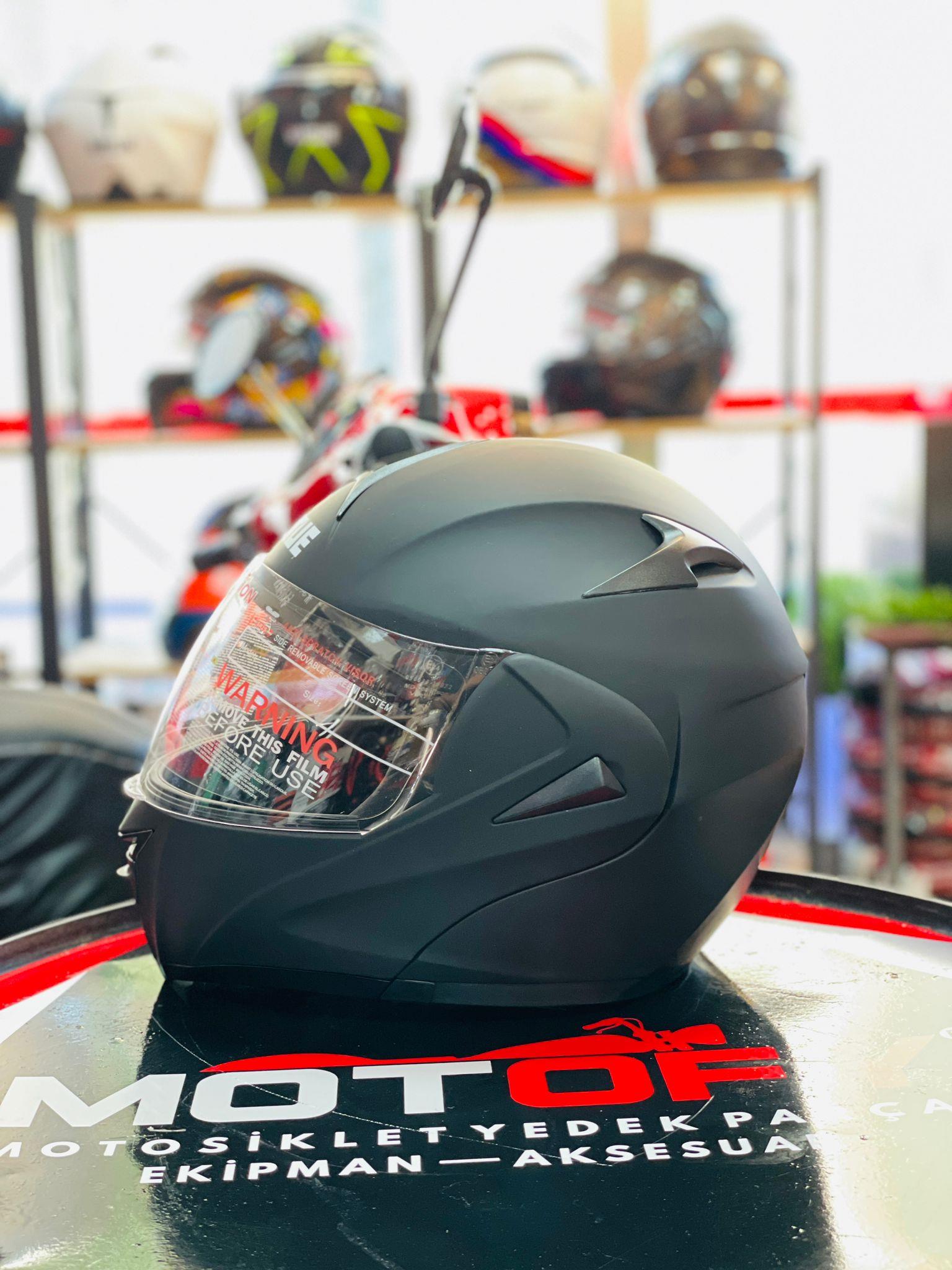 VİRTUE ÇENA AÇILIR GÜNEŞ VİZÖRLÜ ECE 22.05 GÜVENLİK SERTİFİKALI KASK MAT SİYAH MEDİUM