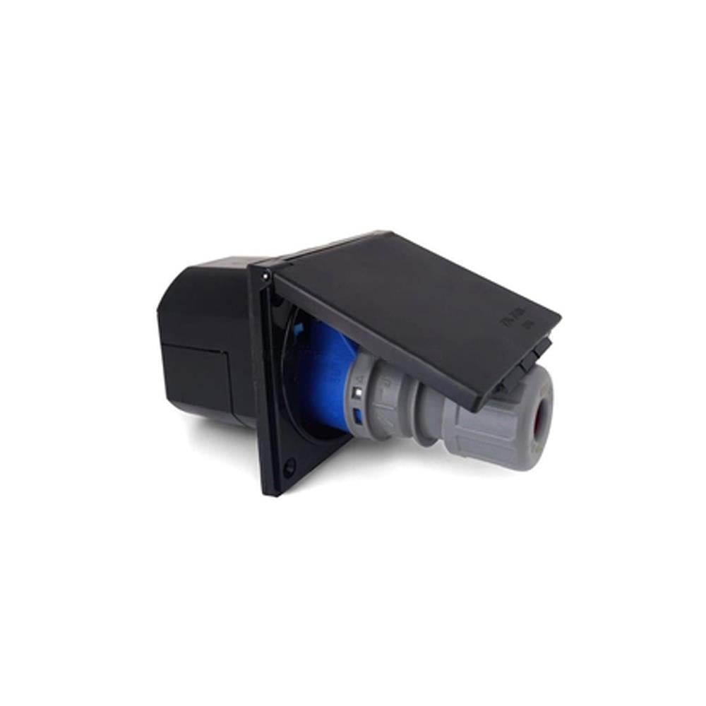 Dış Elektrik Priz Fiş Seti Kapaklı Emniyetli 16Ah - Siyah