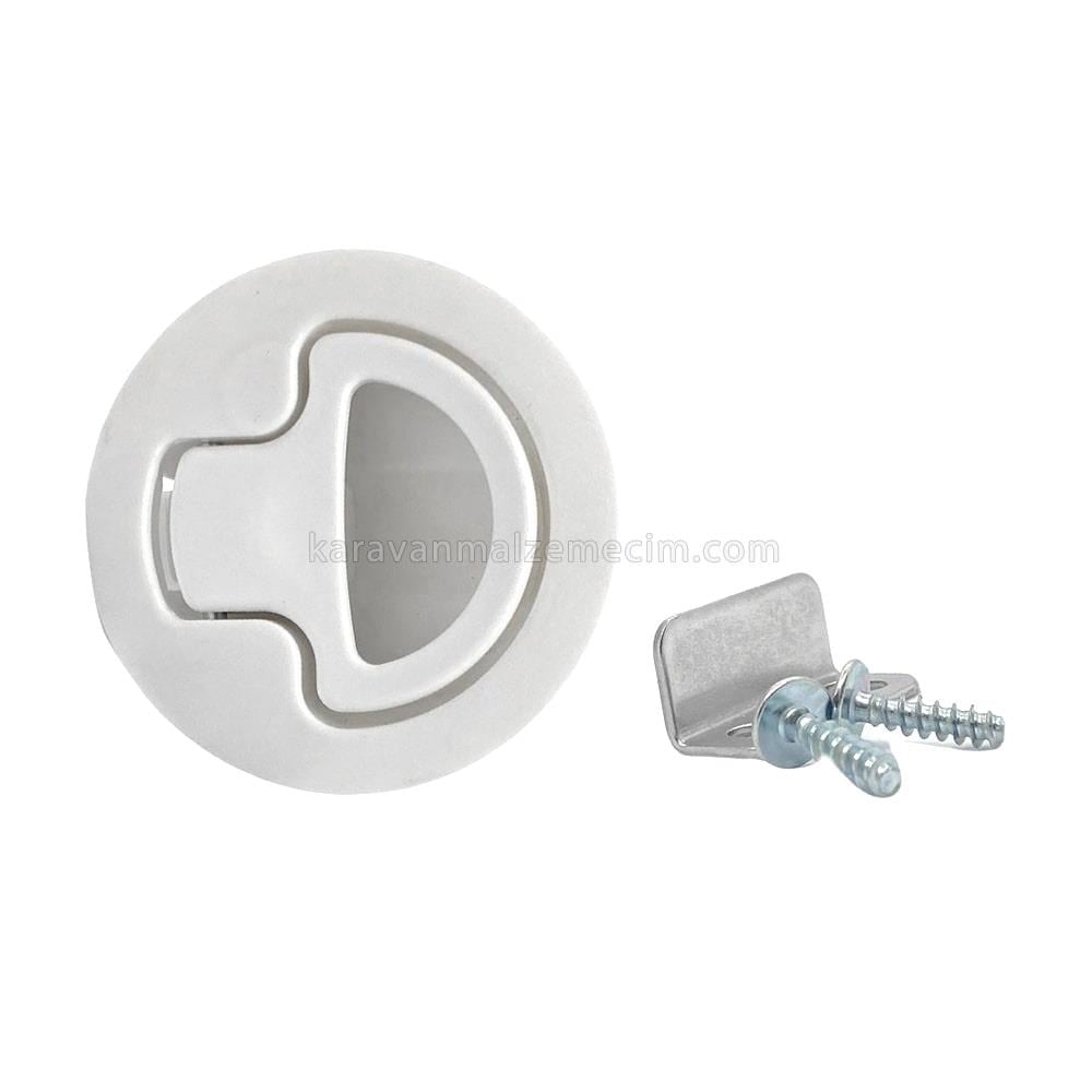 Karavan Banyo Kapı Kilidi Plastik - Çift Yönlü - Beyaz
