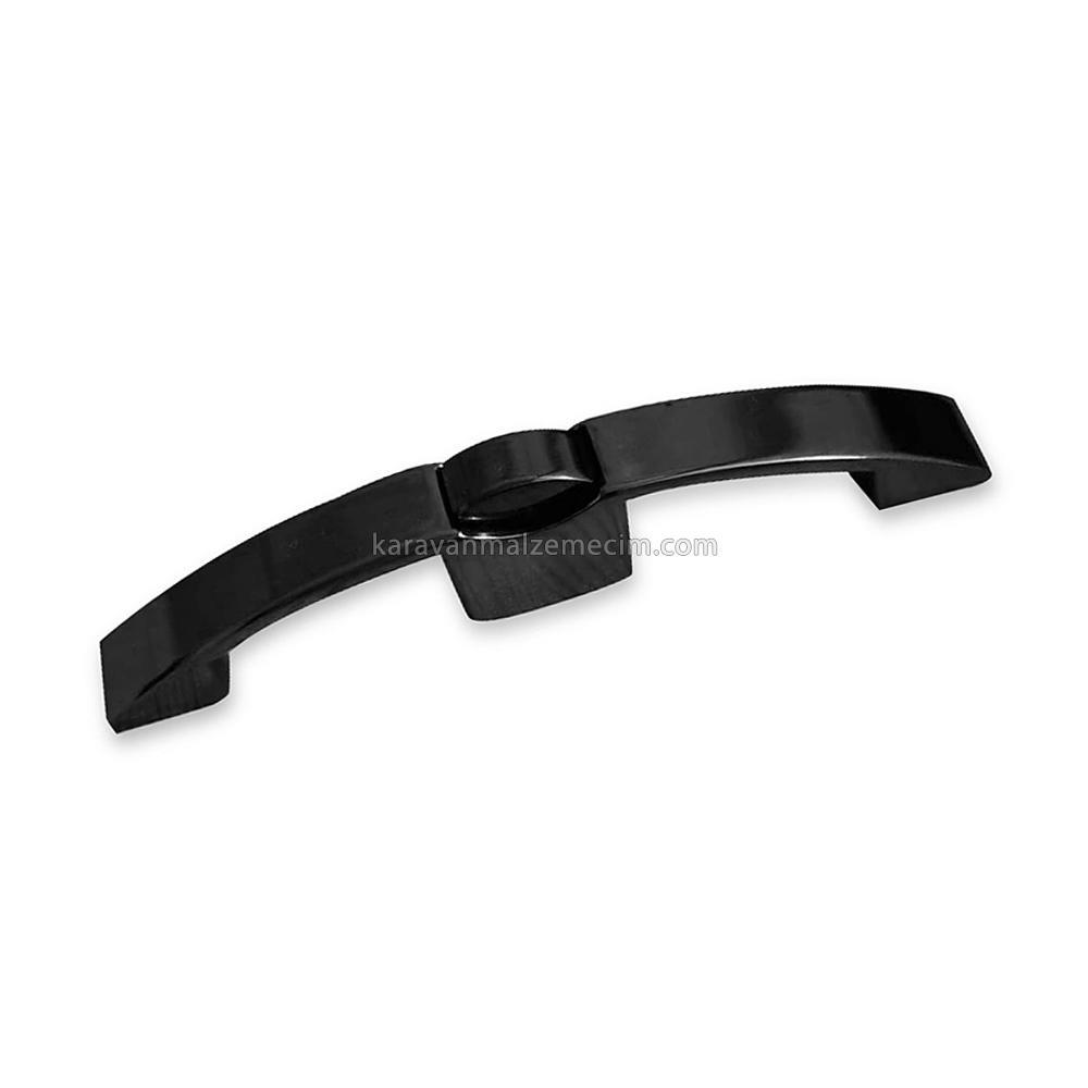 Kulplu Oval Basçek Dolap Kilidi 16cm - Mat Siyah