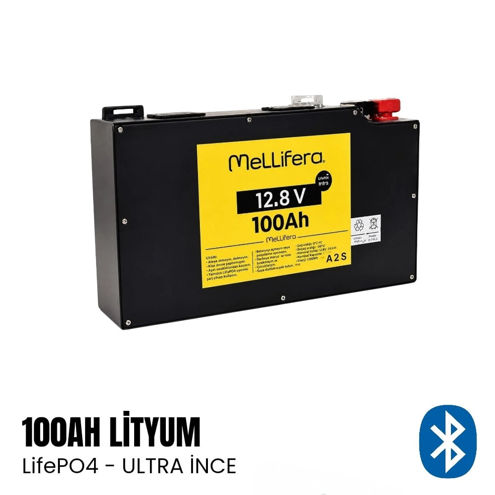 Mellifera Lityum Akü 100Ah LifePO4 12.8v - Ultra Slim - Karavan Malzemeleri, Karavan EkipmanlarıLityum AkülerMelliferaMellifera Lityum Akü 100Ah LifePO4 12.8v - Ultra Slim