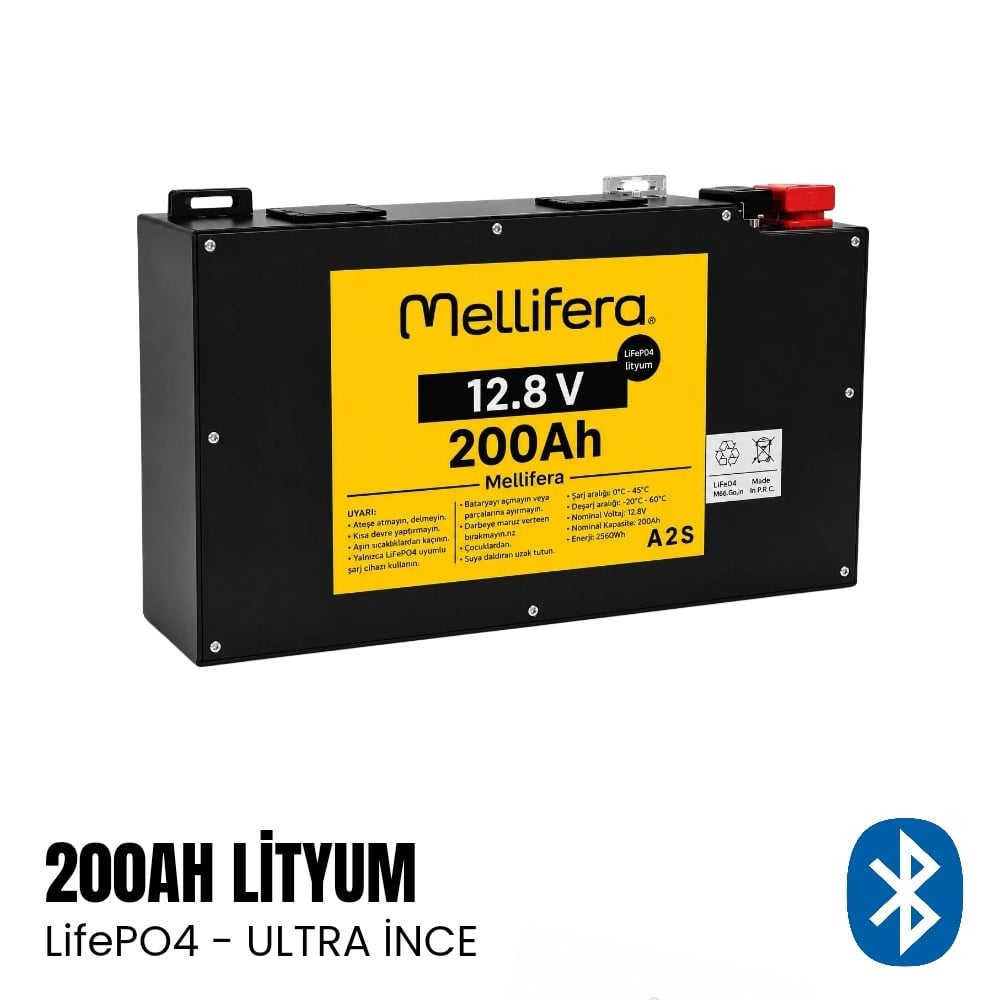 Mellifera Lityum Akü 200Ah LifePO4 12.8v - Ultra Slim - Karavan Malzemeleri, Karavan EkipmanlarıLityum AkülerMelliferaMellifera Lityum Akü 200Ah LifePO4 12.8v - Ultra Slim