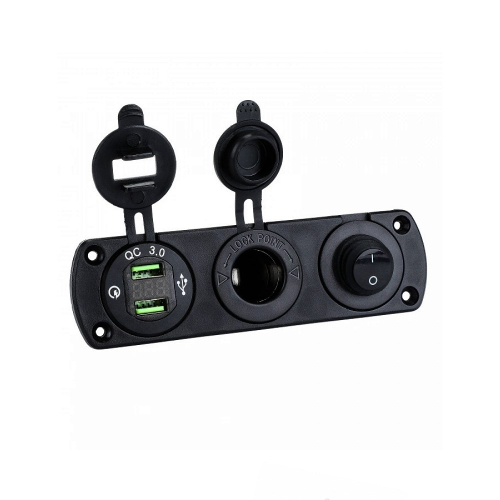 SHUIVAN Kombine Şarj Paneli İkili USB - 12v Çakmak Söketi - On Off Anahtar - Karavan Malzemeleri, Karavan EkipmanlarıEnerji Portları & SöketlerSHUIVANSHUIVAN Kombine Şarj Paneli İkili USB - 12v Çakmak Söketi - On Off Anahtar