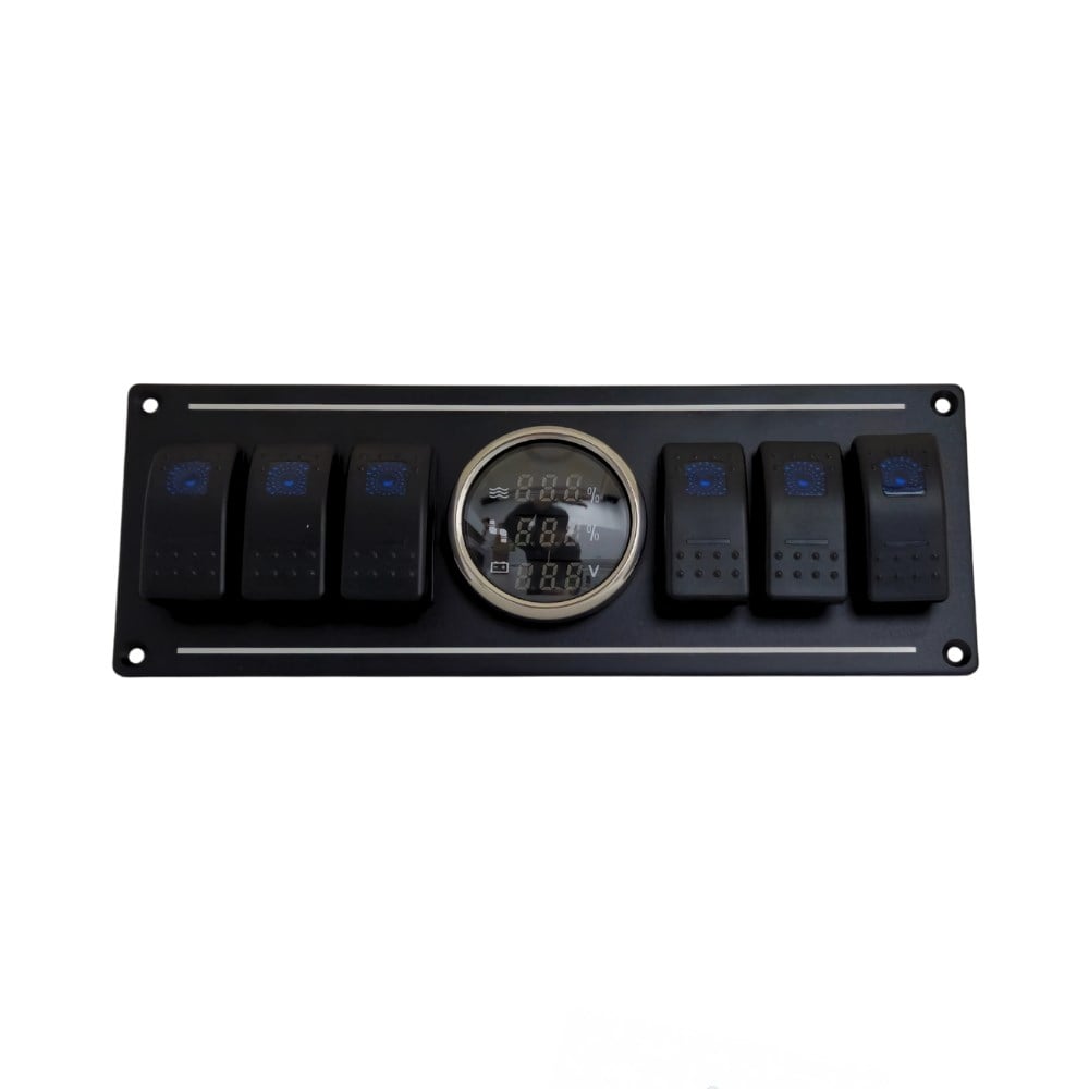 SHUIVAN Switch Panel 6'lı Dijital Seviye + Voltmetre Kombine Sigorta Paneli - Karavan Malzemeleri, Karavan EkipmanlarıSwitch PanellerSHUIVANSHUIVAN Switch Panel 6'lı Dijital Seviye + Voltmetre Kombine Sigorta Paneli