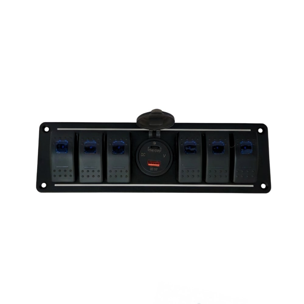 SHUIVAN Switch Panel 6'lı USB QC 3.0 PD Voltmetre Kombine Sigorta Paneli - Karavan Malzemeleri, Karavan EkipmanlarıSwitch PanellerSHUIVANSHUIVAN Switch Panel 6'lı USB QC 3.0 PD Voltmetre Kombine Sigorta Paneli