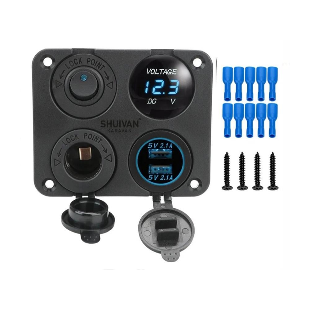 SHUIVAN Switch Panel Tekli Voltmetre USB Şarj Girişi Kombine Sigorta Paneli - Karavan Malzemeleri, Karavan EkipmanlarıSwitch PanellerSHUIVANSHUIVAN Switch Panel Tekli Voltmetre USB Şarj Girişi Kombine Sigorta Paneli