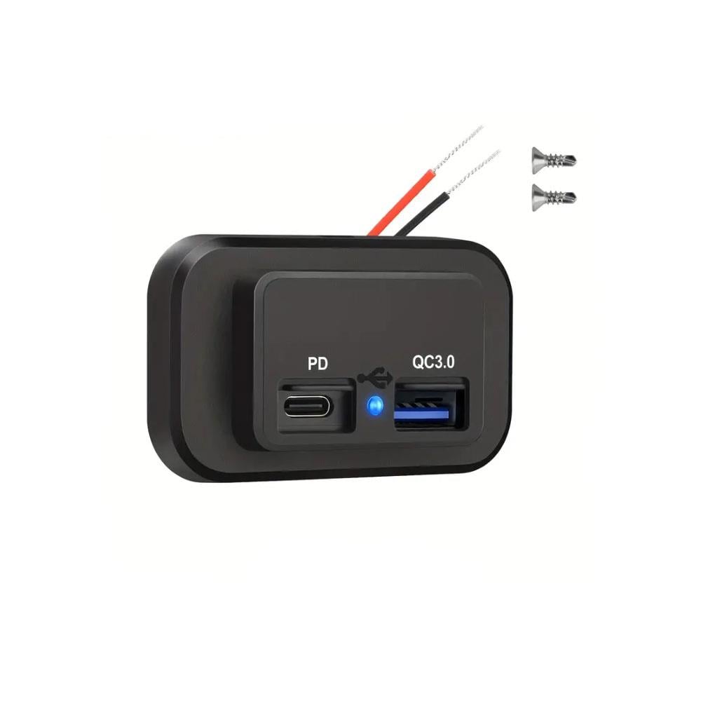 SHUIVAN USB Type C Girişi İkili USB iPhone Şarj Söketi 3.0Ah - Karavan Malzemeleri, Karavan EkipmanlarıAnahtarlar, Prizler & SöketlerSHUIVANSHUIVAN USB Type C Girişi İkili USB iPhone Şarj Söketi 3.0Ah
