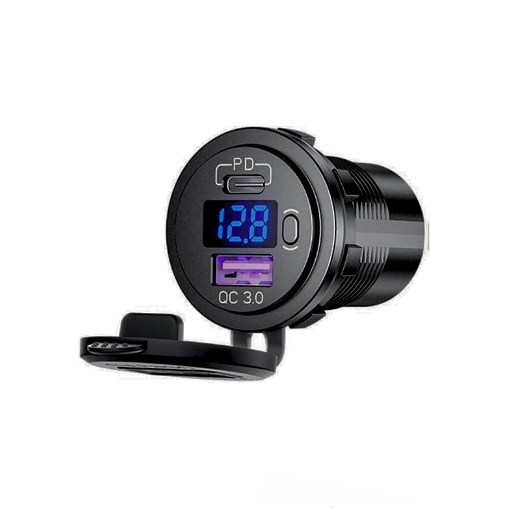SHUIVAN USB Type C Girişi Kapaklı Voltmetre iPhone Şarj Söketi - Anahtarlı - Karavan Malzemeleri, Karavan EkipmanlarıEnerji Portları & SöketlerSHUIVANSHUIVAN USB Type C Girişi Kapaklı Voltmetre iPhone Şarj Söketi - Anahtarlı