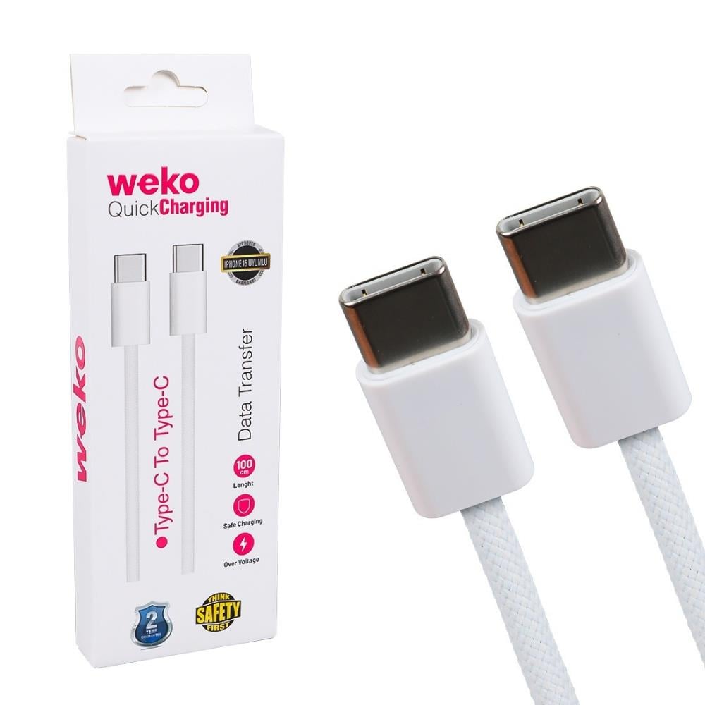 WEKO Type-C to Type-C PD Hızlı Şarj Kablosu - 1 Metre - Karavan Malzemeleri, Karavan EkipmanlarıUSB Şarj KablolarıWEKOWEKO Type-C to Type-C PD Hızlı Şarj Kablosu - 1 Metre