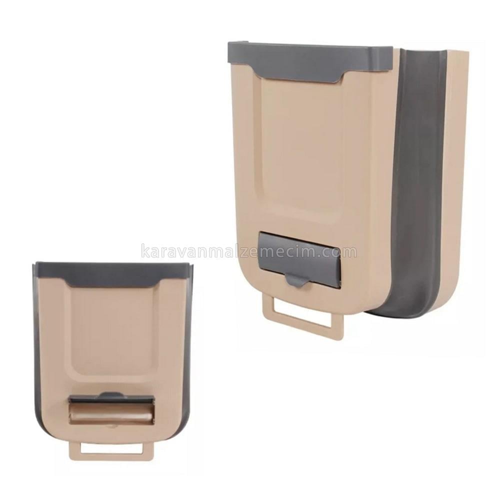 WSC Karavan Çöp Kovası 7 Litre Katlanır Tezgahaltı Tip - Krem