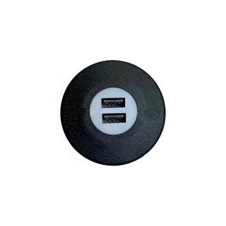 USB Girişi İkili Şarj Cihazı 2.4Ah Siyah Kasa - Led Işık