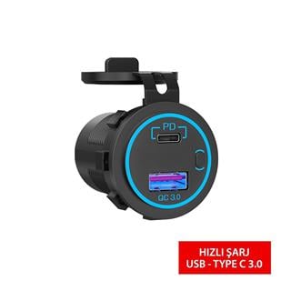 SHUIVAN USB Type C Girişi İkili USB iPhone Kapaklı Şarj Söketi 3.0Ah - Karavan Malzemeleri, Karavan EkipmanlarıAnahtarlar, Prizler & SöketlerSHUIVANSHUIVAN USB Type C Girişi İkili USB iPhone Kapaklı Şarj Söketi 3.0Ah