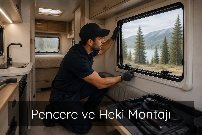 Karavan Pencere MOntajı, Karavan Heki, Karavan Cam Montajı