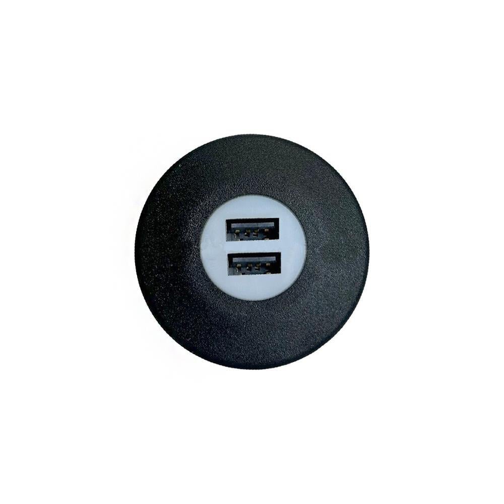 USB Girişi İkili Şarj Cihazı 2.4Ah Siyah Kasa - Led Işık