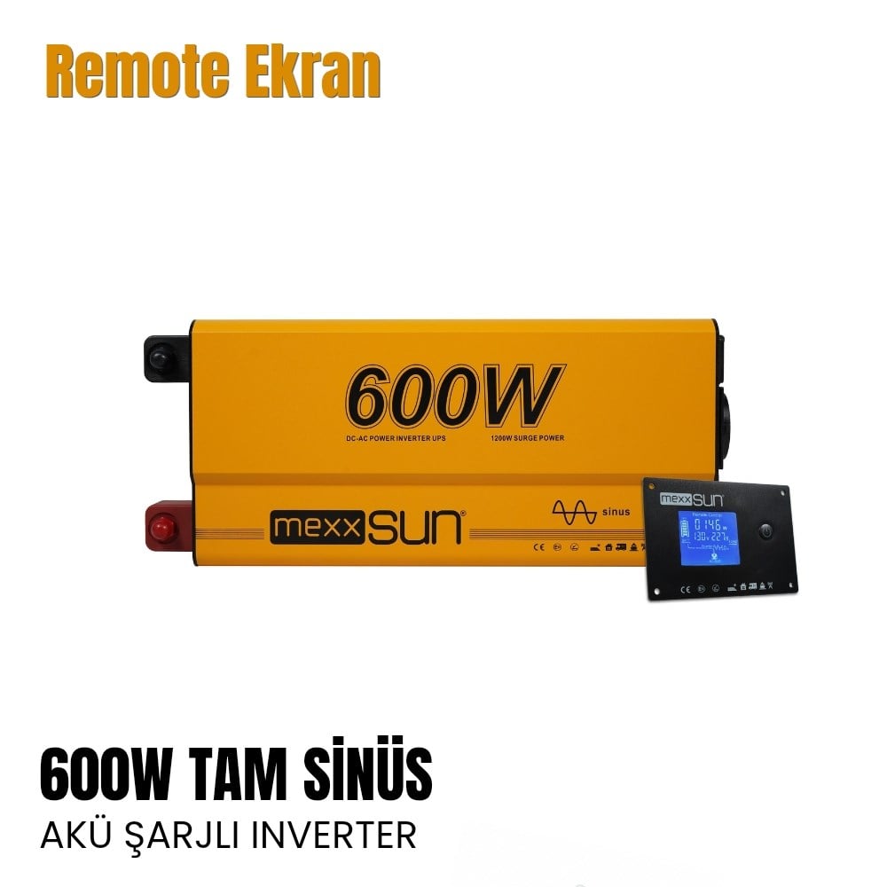 Mexxsun Akü Şarjlı UPS Tam Sinüs Inverter 600w 12v - 10Ah ( Remote Ekran ) - Karavan Malzemeleri, Karavan EkipmanlarıTam Sinüs InverterlerMexxsunMexxsun Akü Şarjlı UPS Tam Sinüs Inverter 600w 12v - 10Ah ( Remote Ekran )