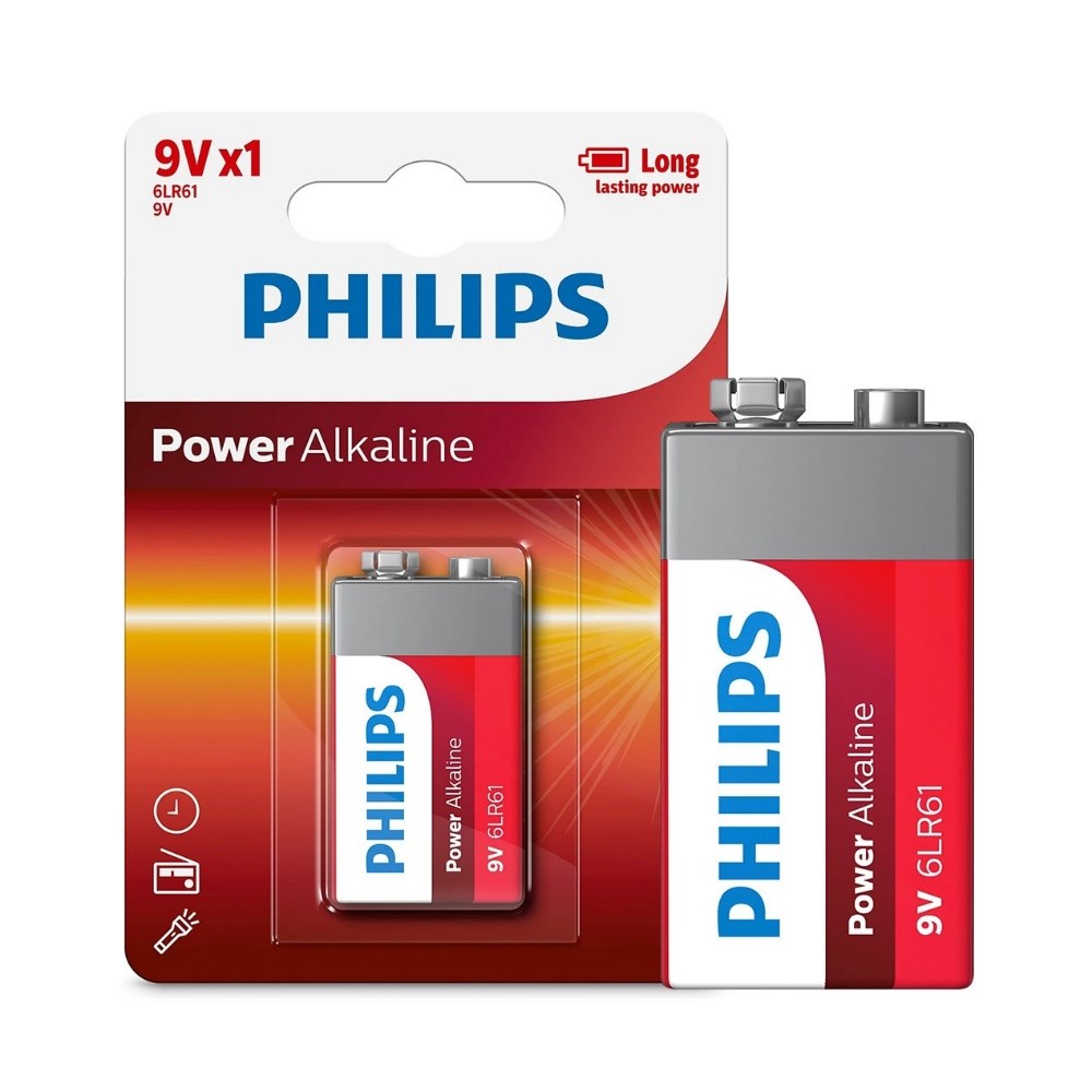 Philips 6LR61-P1B 9 Volt Power Alkalin Pil - Karavan Malzemeleri, Karavan EkipmanlarıEl Feneri & LambalarPhilipsPhilips 6LR61-P1B 9 Volt Power Alkalin Pil
