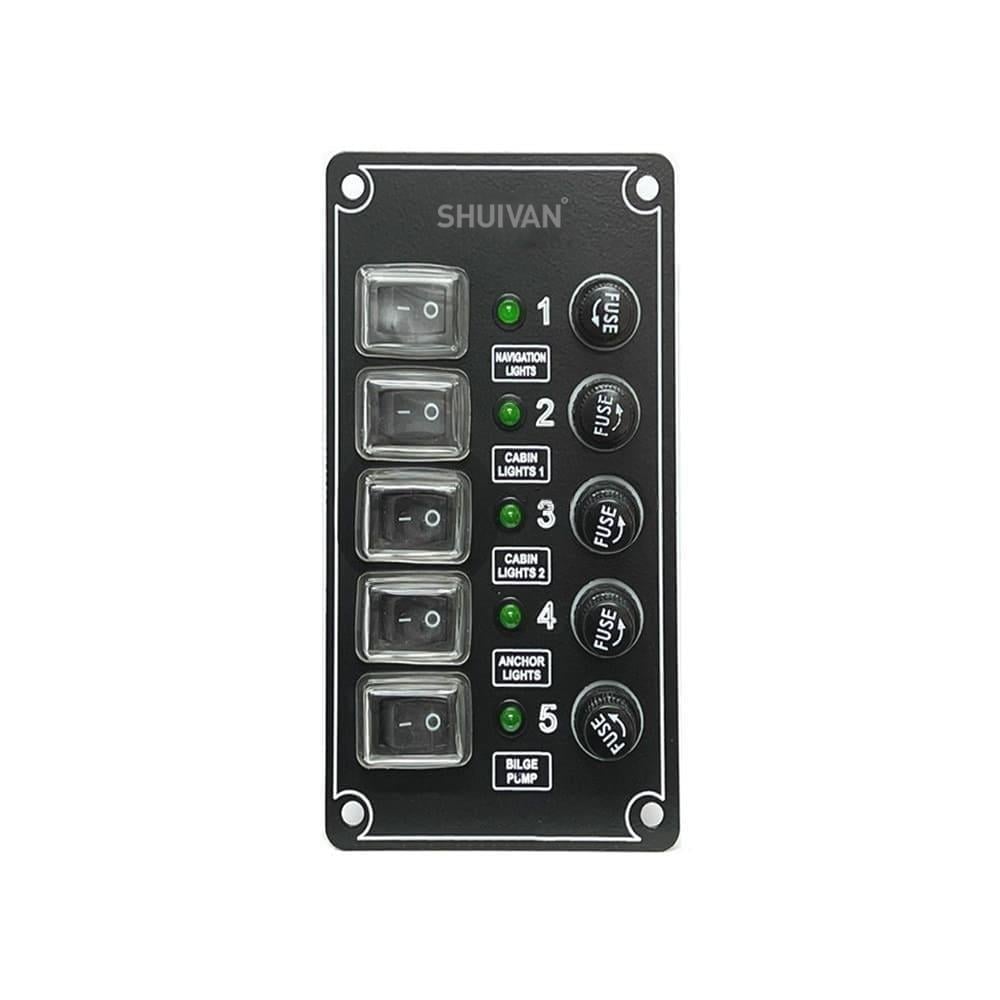 Remkay 5'li Switch Panel İzoleli Sigorta Paneli - Karavan Malzemeleri, Karavan EkipmanlarıSwitch PanellerRemkayRemkay 5'li Switch Panel İzoleli Sigorta Paneli