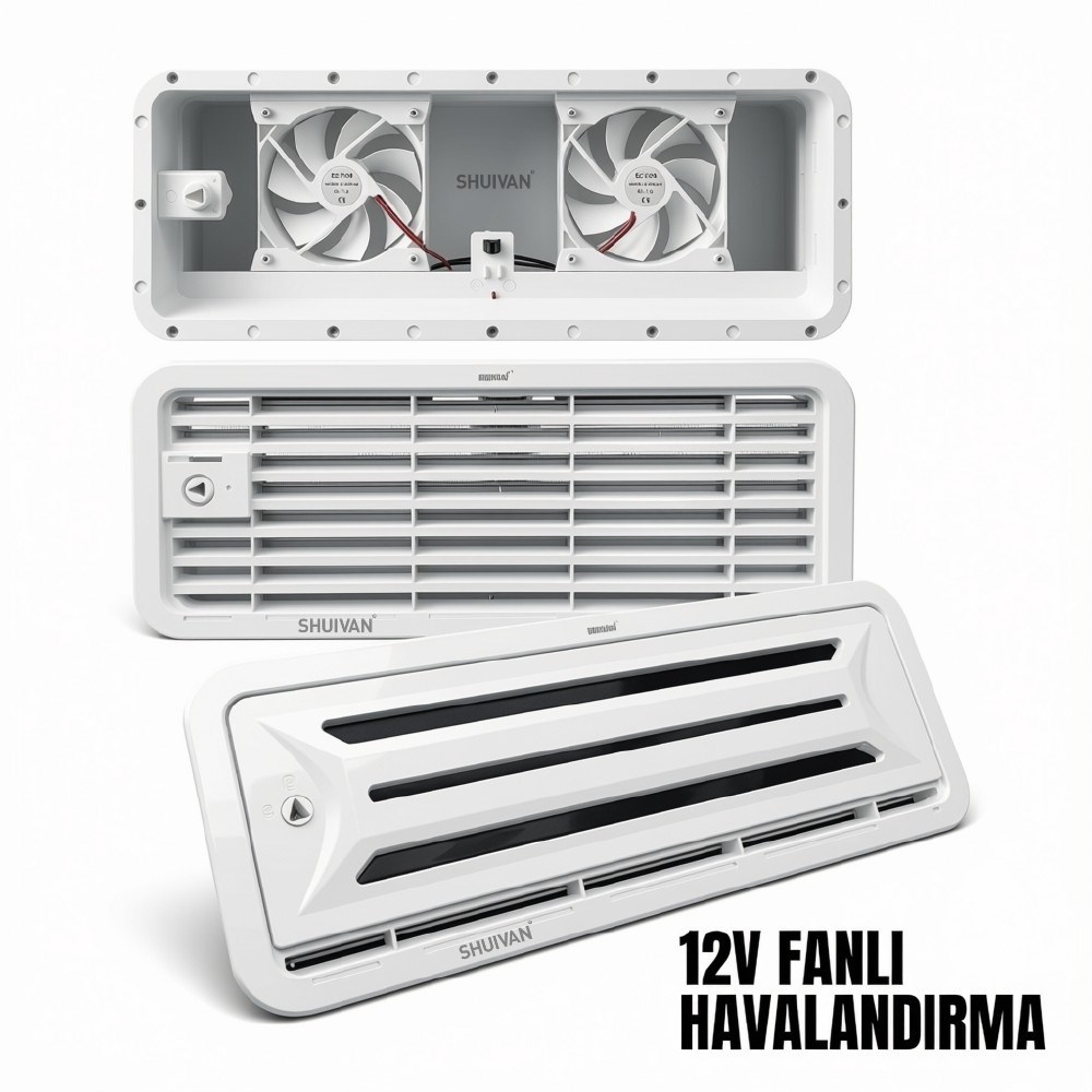SHUIVAN Buzdolabı Havalandırma Menfezi 12v Fanlı Kış Kapaklı 48x18,5cm - Beyaz - 12v - Karavan Malzemeleri, Karavan EkipmanlarıMenfezlerSHUIVANSHUIVAN Buzdolabı Havalandırma Menfezi 12v Fanlı Kış Kapaklı 48x18,5cm - Beyaz - 12v