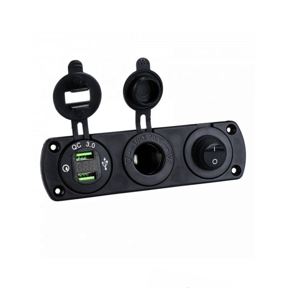 SHUIVAN Kombine Şarj Paneli İkili USB - 12v Çakmak Söketi - On Off Anahtar - Karavan Malzemeleri, Karavan EkipmanlarıEnerji Portları & SöketlerSHUIVANSHUIVAN Kombine Şarj Paneli İkili USB - 12v Çakmak Söketi - On Off Anahtar