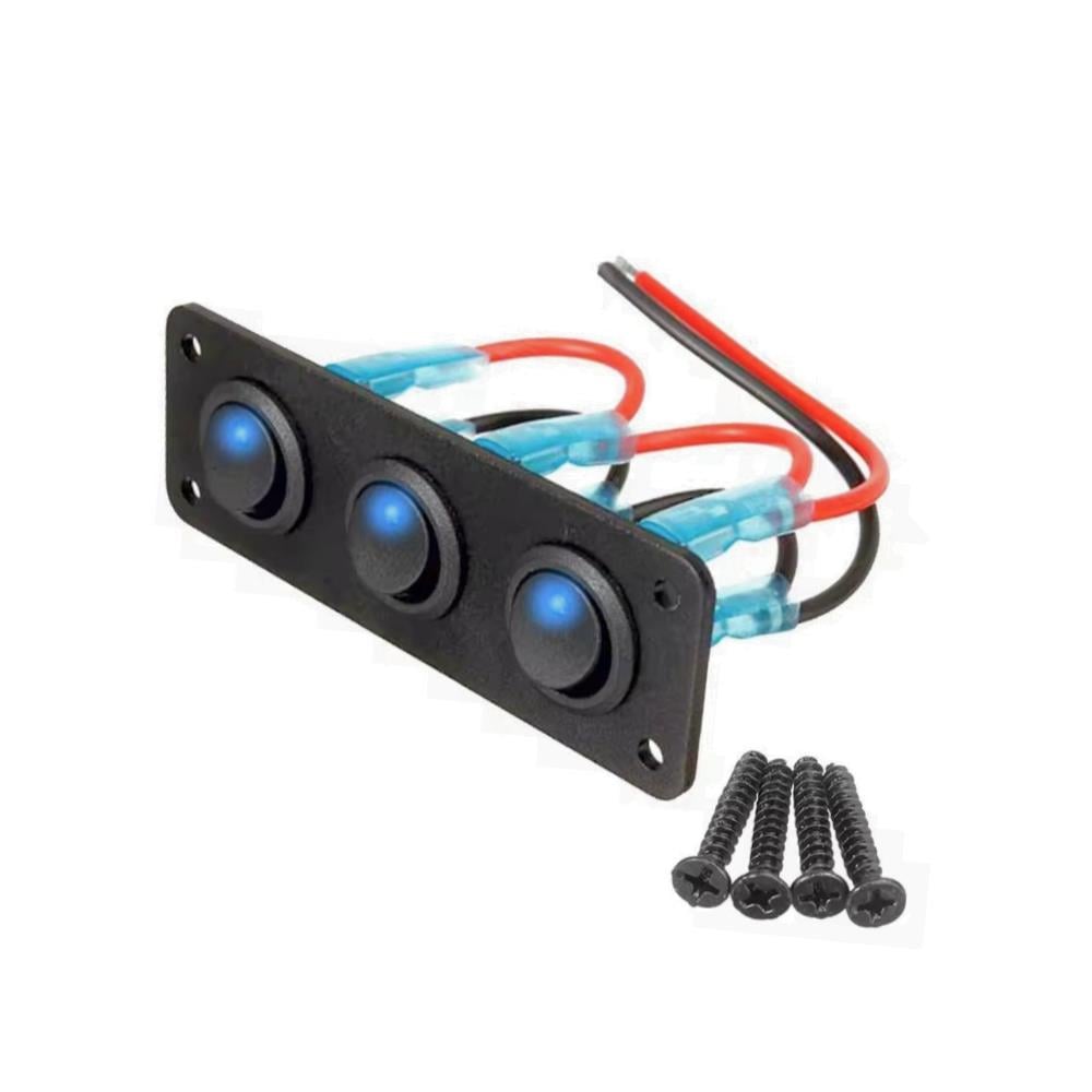 SHUIVAN On-Off Anahtarlı Switch Panel 3'li Mavi Işık - Karavan Malzemeleri, Karavan EkipmanlarıSwitch PanellerSHUIVANSHUIVAN On-Off Anahtarlı Switch Panel 3'li Mavi Işık