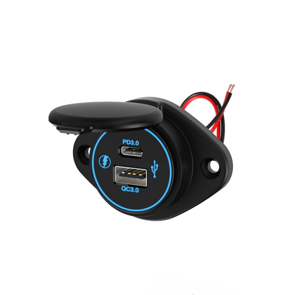 SHUIVAN USB Type C Girişi İkili USB iPhone Şarj Söketi 3.0Ah - Düz Taban - Karavan Malzemeleri, Karavan EkipmanlarıEnerji Portları & SöketlerSHUIVANSHUIVAN USB Type C Girişi İkili USB iPhone Şarj Söketi 3.0Ah - Düz Taban