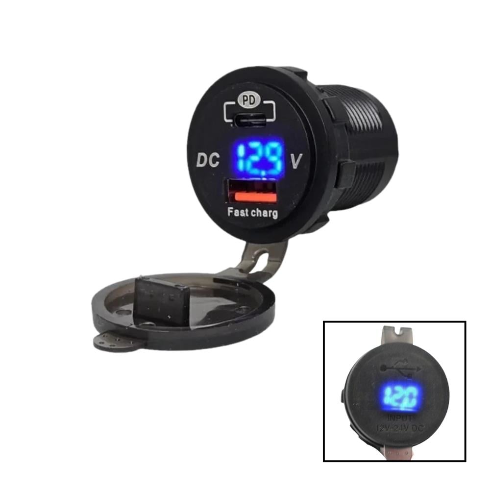 SHUIVAN USB Type C Girişi Kapaklı Voltmetre iPhone Şarj Söketi - Karavan Malzemeleri, Karavan EkipmanlarıAnahtarlar, Prizler & SöketlerSHUIVANSHUIVAN USB Type C Girişi Kapaklı Voltmetre iPhone Şarj Söketi