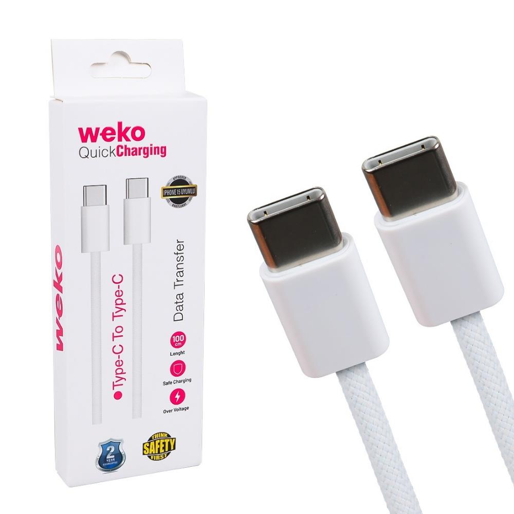 WEKO Type-C to Type-C PD Hızlı Şarj Kablosu - 1 Metre - Karavan Malzemeleri, Karavan EkipmanlarıUSB Şarj KablolarıWEKOWEKO Type-C to Type-C PD Hızlı Şarj Kablosu - 1 Metre