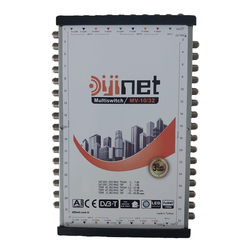 DİJİNET AD-1032 10X32 ÇIKIŞ, DİSEQC 2.0 TV, MultiSwitch GEÇİŞLİ / SONLU