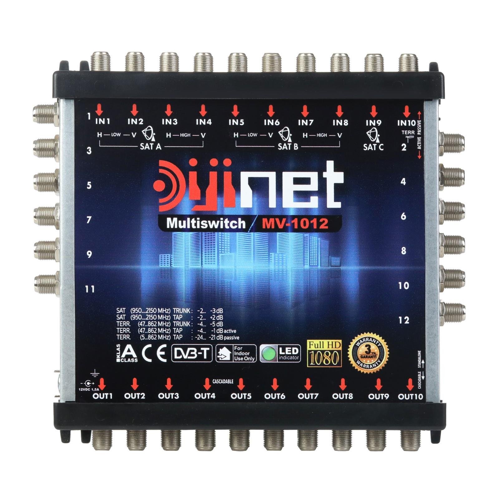 DİJİNET DJMS-10/12 10X12 ÇIKIŞ, DİSEQC 2.0 TV, MultiSwitch GEÇİŞLİ / SONLU