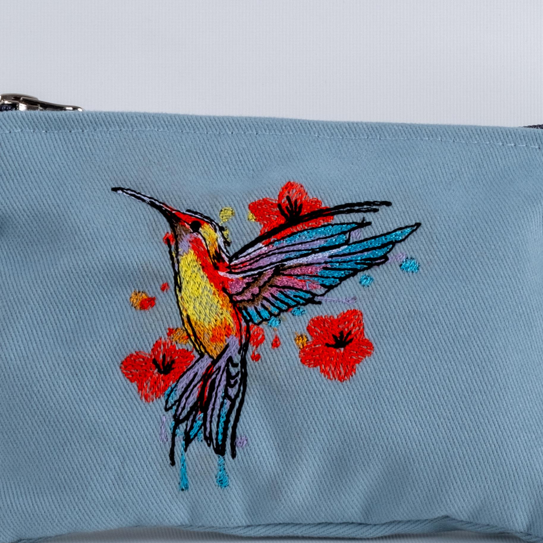 Arı kuşu Nakış İşlemeli Mint Cüzdan /Çanta İçi Düzenleyici