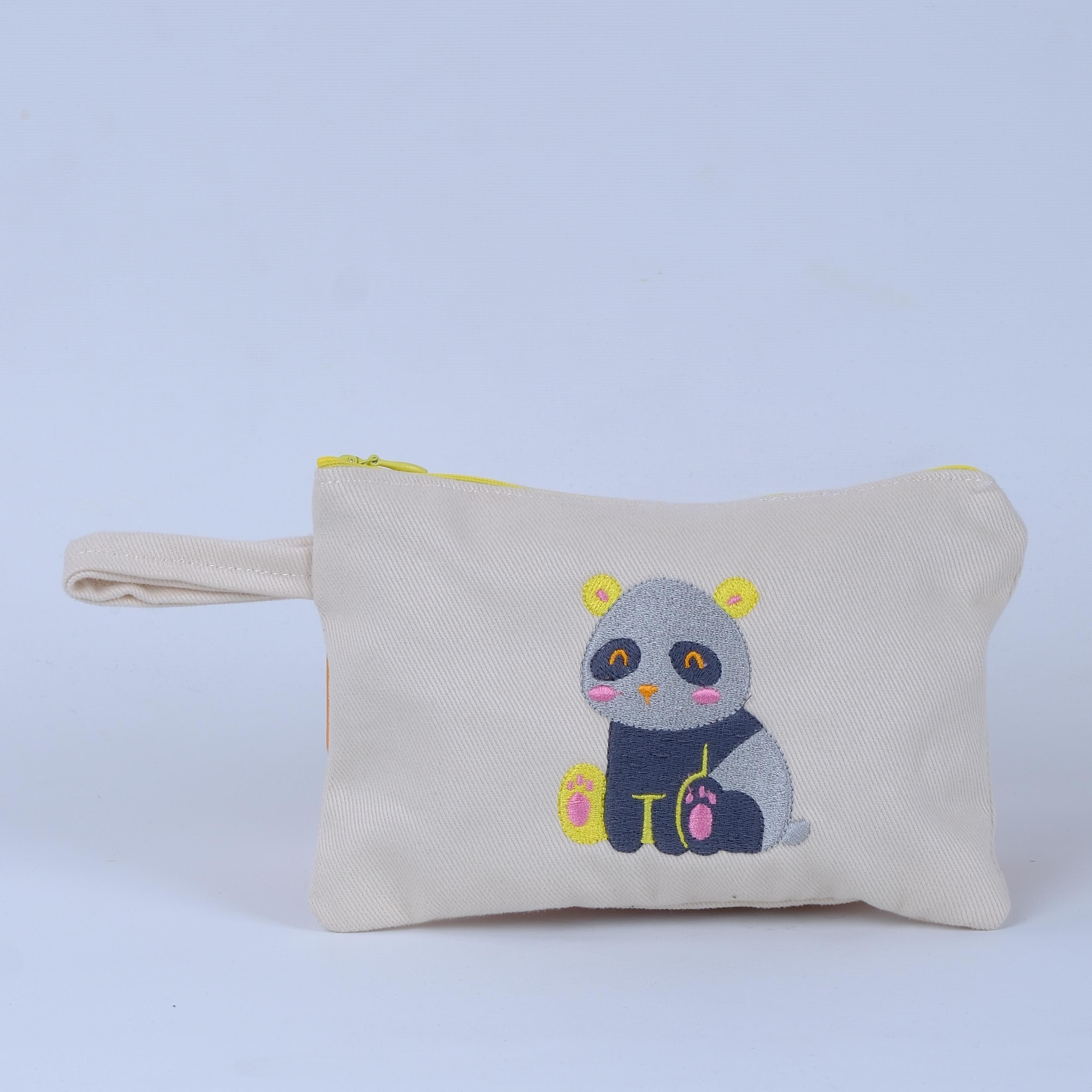 Panda Nakış İşlemeli(krem) Cüzdan /Çanta İçi Düzenleyici