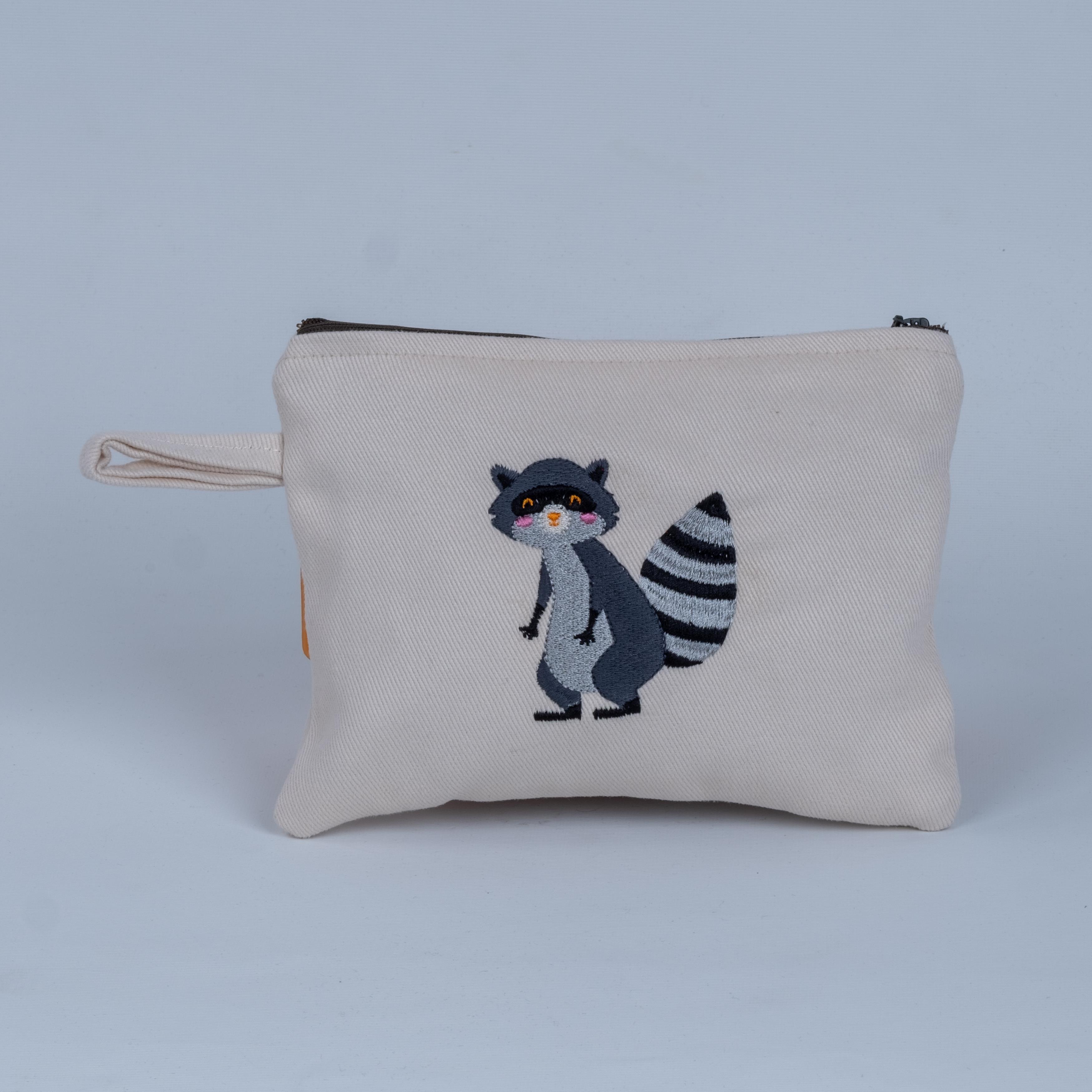 Rakun Nakış İşlemeli (krem) Cüzdan /Çanta İçi Düzenleyici