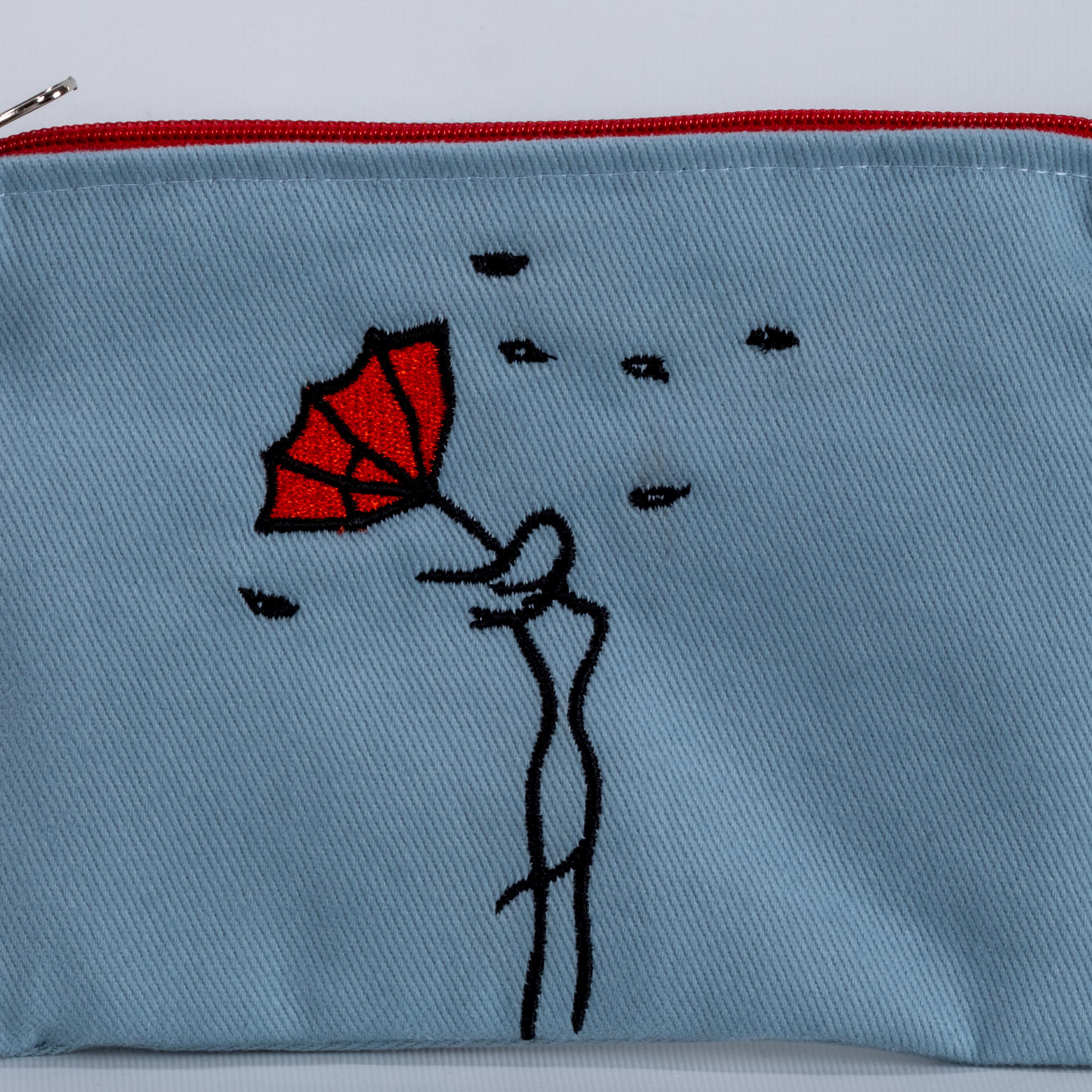 Şemsiyeli Kadın Nakış İşlemeli mint Cüzdan /Çanta İçi Düzenleyici